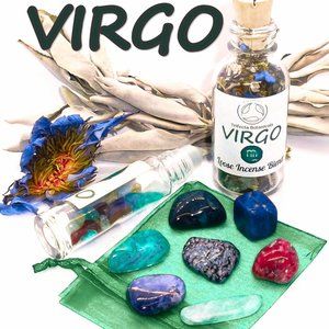 ♍ VIRGO Zodiac Gift Set ♍ Roller Bottle + Pocket Crystals + Loose Incense Blend